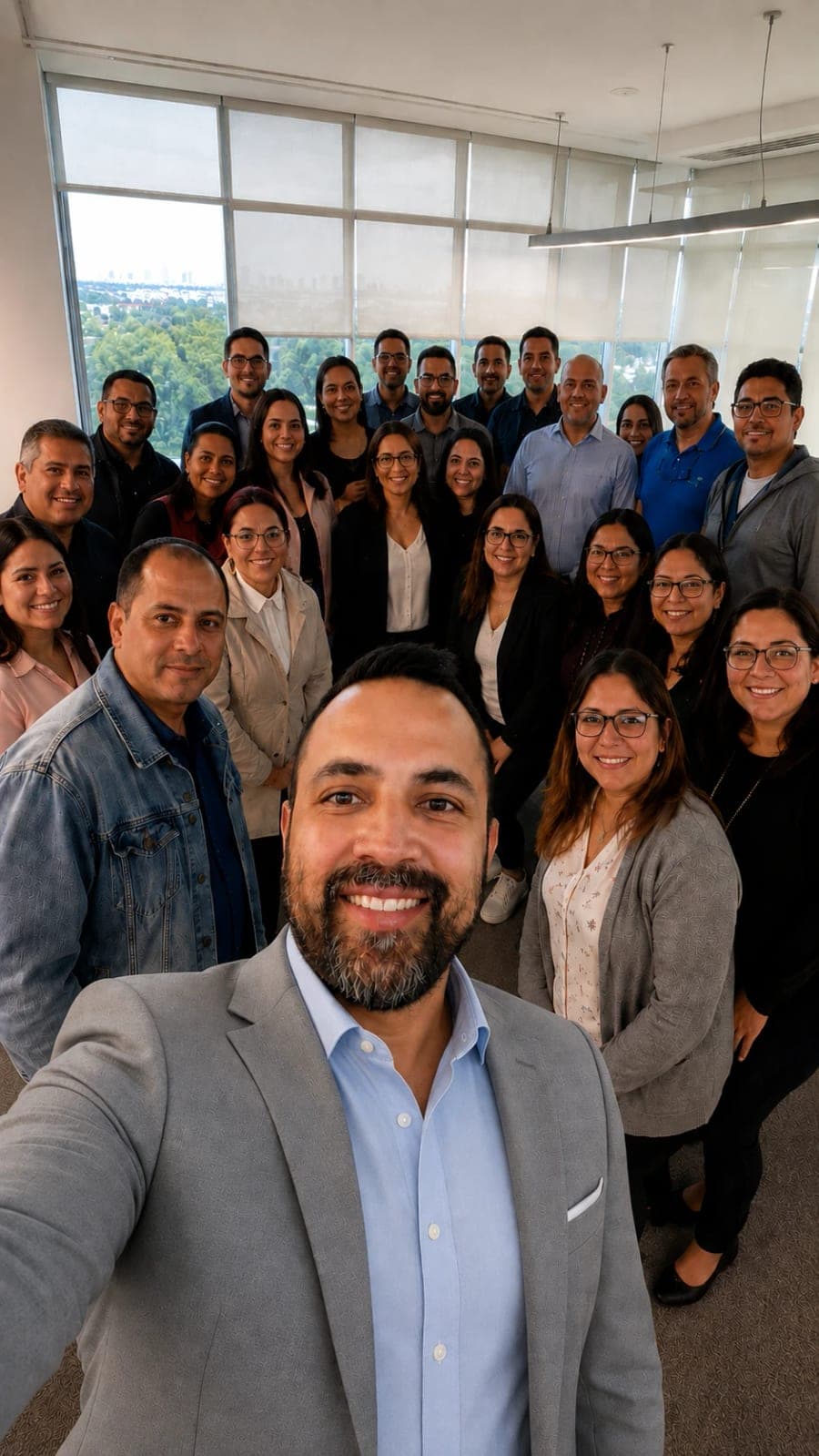 Angel Balbuena con un grupo de participantes
