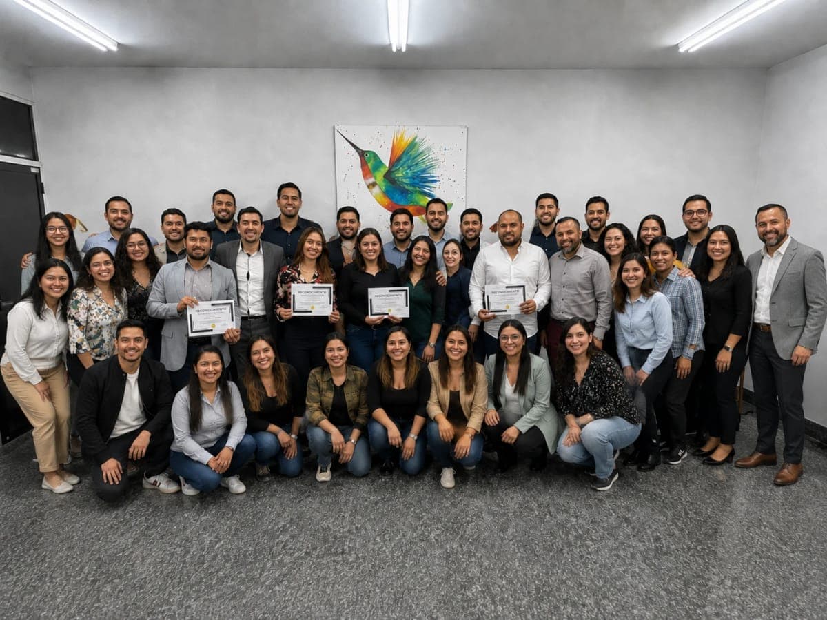 Grupo de formación con sus reconocimientos